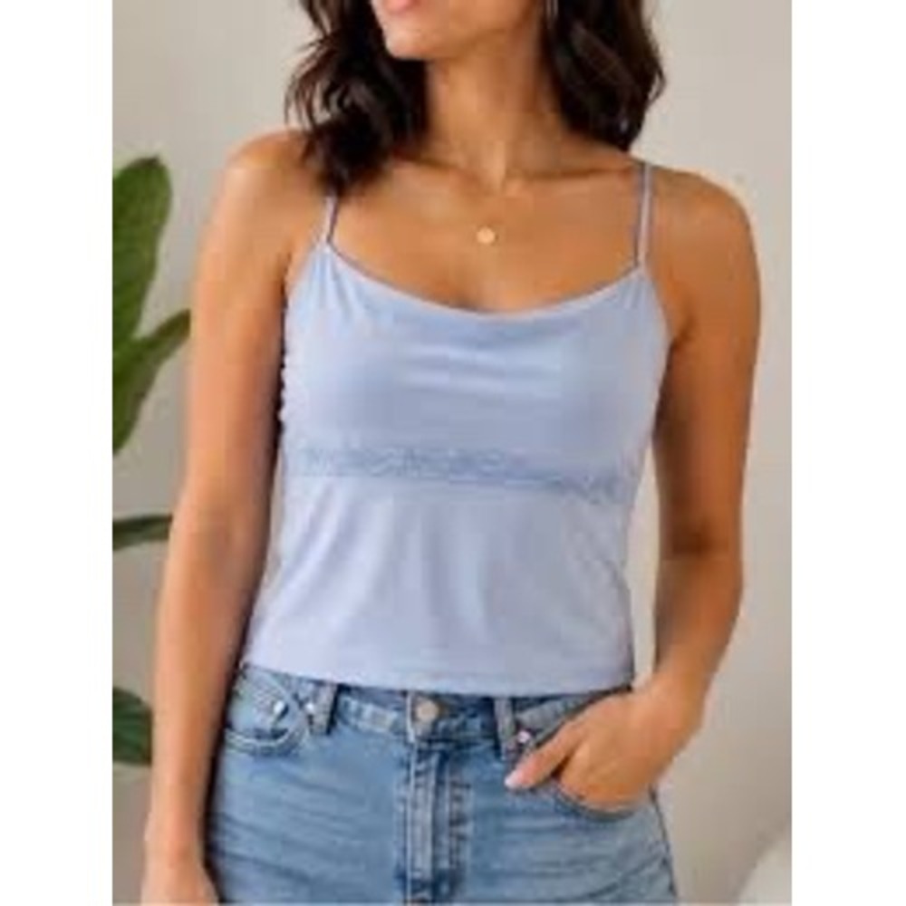 Wild Fable Light Blue Lace Trim Cami Top Spaghetti Strap XL NWT Y2K